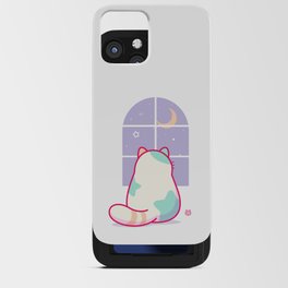 Cute Stargazing Cat Looking Out Window at the Moon & Night Sky  iPhone Card Case