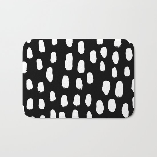 Spots black and white minimal dots pattern basic nursery home decor patterns Bath Mat