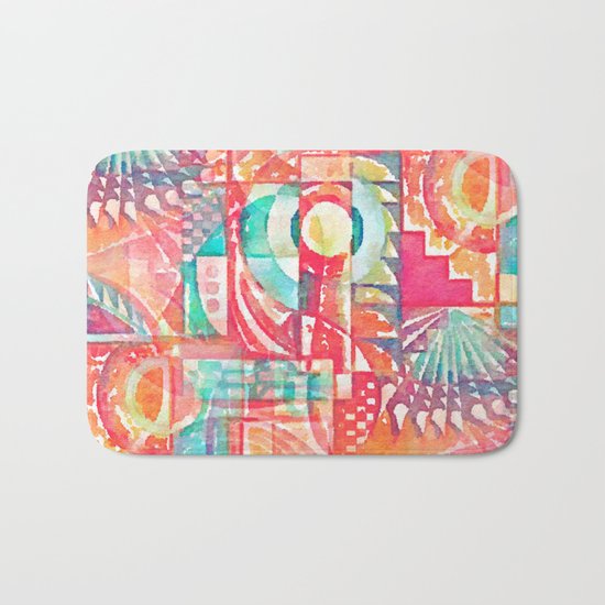 Sunshine Geometry in Watercolor Bath Mat