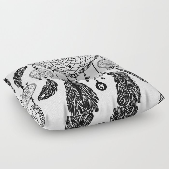 Dreamcatcher (Black & White) Floor Pillow