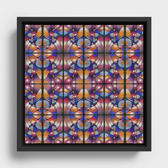 Royal Blue Neurographic Art Seamless Pattern  Framed Canvas