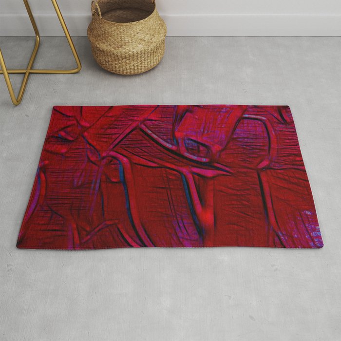 Dripping Red Abstract Painting Rug