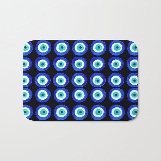Evil Eye Talisman - on black Bath Mat
