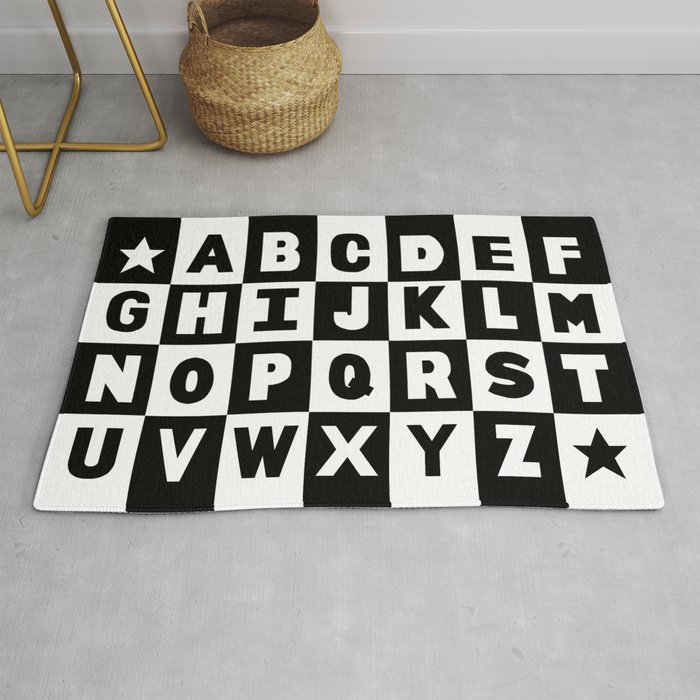 Alphabet Black and White Rug