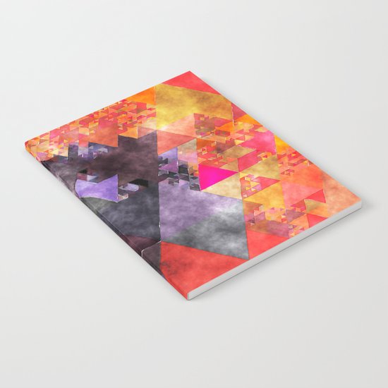 Abstract fire red yellow blue Triangle pattern- Watercolor Illustration Notebook