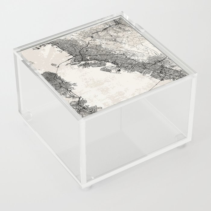 Oakland USA - City Map - Black and White Acrylic Box