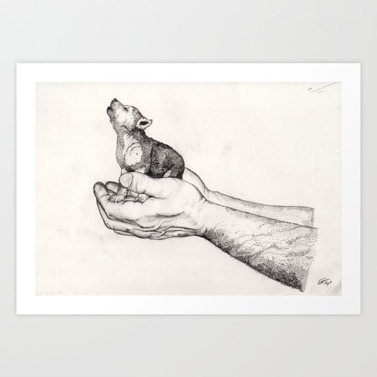Wolf Cub // Graphite Art Print