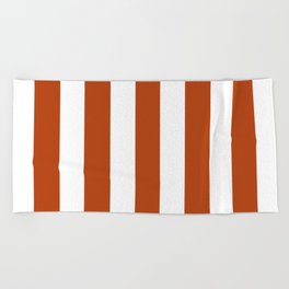 Rust brown - solid color - white vertical lines pattern Beach Towel