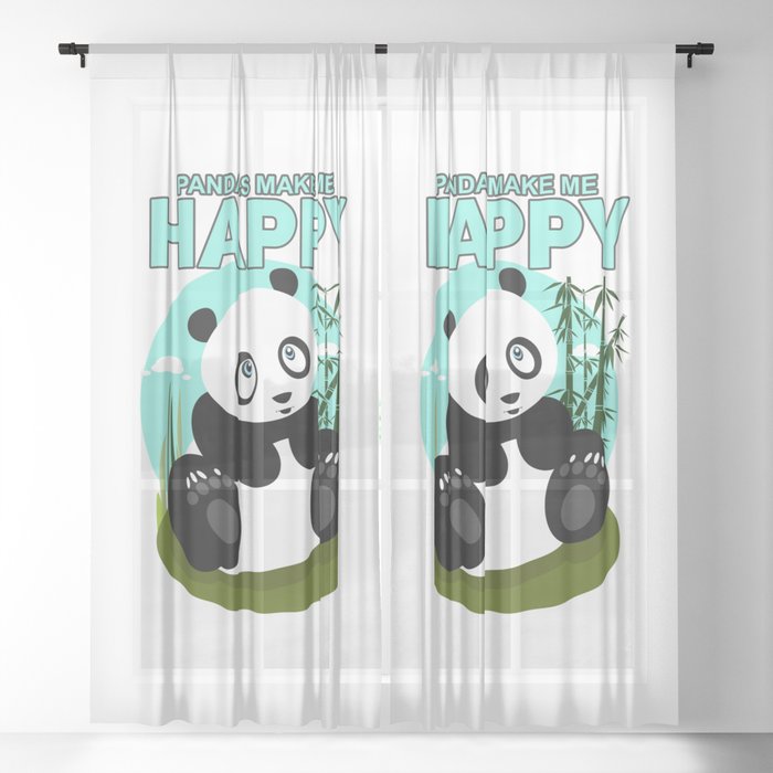 Pandas Make Me Happy Sheer Curtain