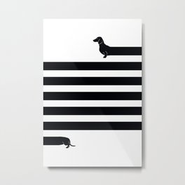(Very) Long Dog Metal Print | Black and White, Very, Pets, Funny, Digital, Illustration, Dachshund, Minimalism, Pattern, Dog 