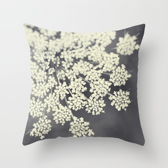 Black and White Queen Annes Lace Throw Pillow