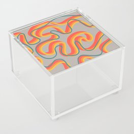 Ela - Orange Retro Line Swirl Pattern II Acrylic Box