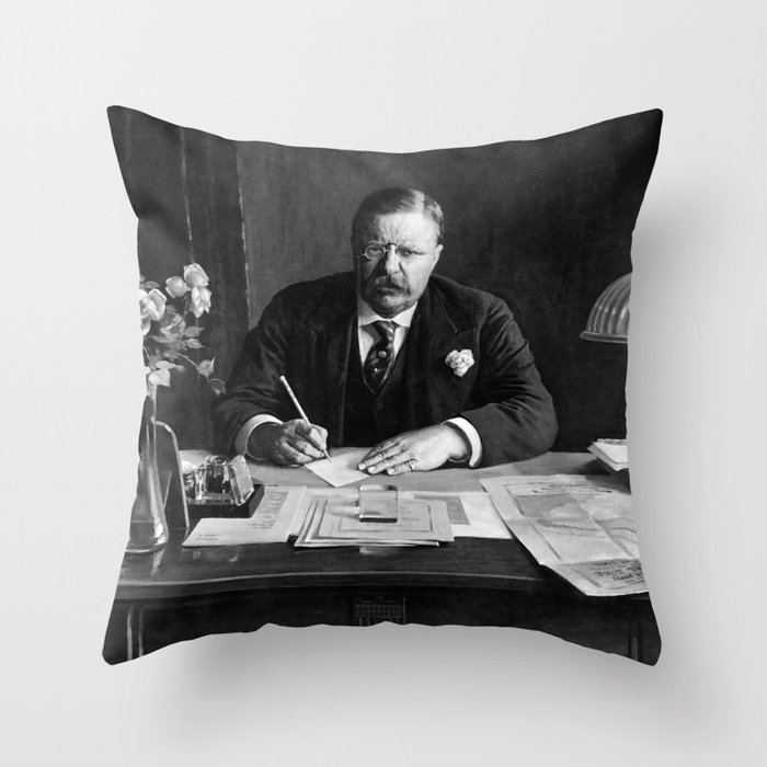 President Roosevelt Seated At Desk - 1922 Throw Pillow