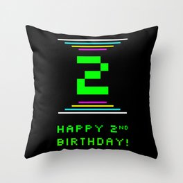[ Thumbnail: 2nd Birthday - Nerdy Geeky Pixelated 8-Bit Computing Graphics Inspired Look Throw Pillow ]