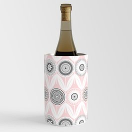Modern Grey And White Flowers On Pink Wine Chiller