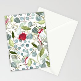Eucalyptus Kangaroo paw watercolor floral design Stationery Cards