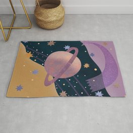 Cosmos #1 Rug | Stars, Kids, Dream, Planet, Comet, Curated, Digital, Catroon, Sky, Constellation 