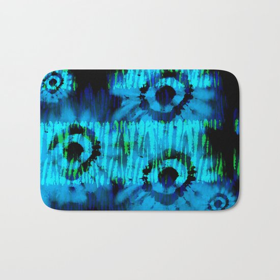 Blue and Green Tie Dye Bath Mat