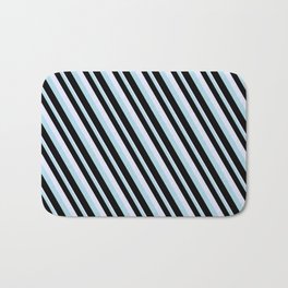 [ Thumbnail: Lavender, Light Blue, and Black Colored Lined Pattern Bath Mat ]