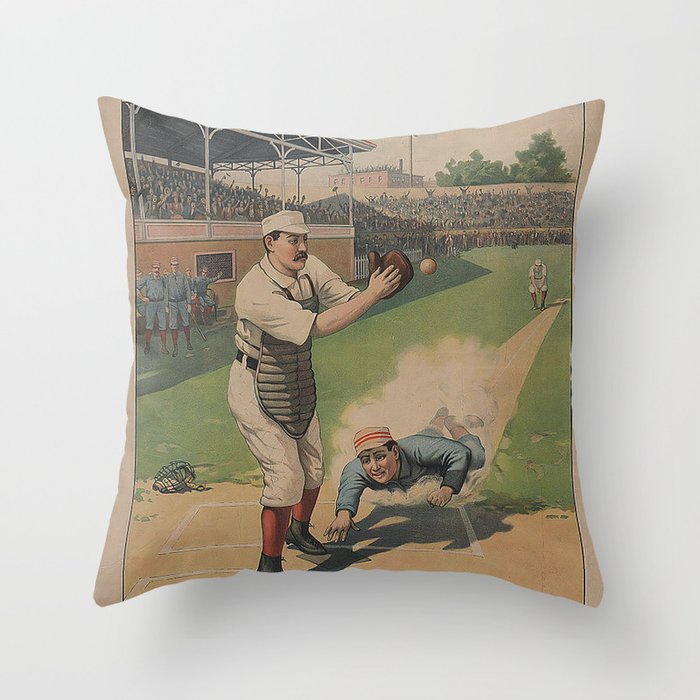Vintage Baseball Poster Throw Pillow