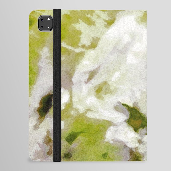 Innocent: a lime green and white abstract iPad Folio Case