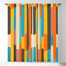 Retro Color Block Popsicle Sticks Orange Blackout Curtain