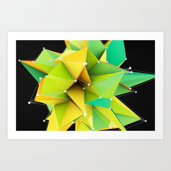 Polygons green Abstract Art Print