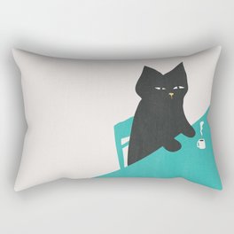 Cat drinking coffee Rectangular Pillow