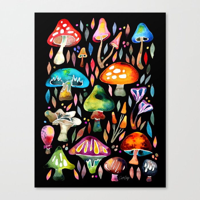 Mushroom Magic – Charcoal Canvas Print