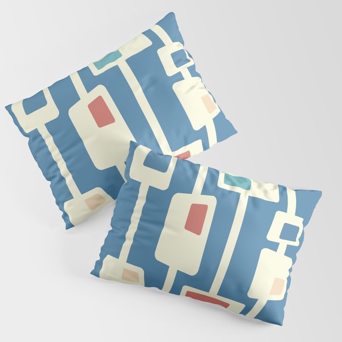 Mid Century Funky Blocks in Light Yellow and Celadon Blue Pillow Sham