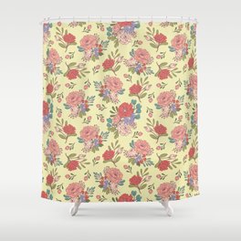 Vintage Florals - Yellow Shower Curtain