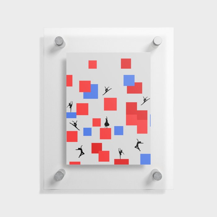 Dancing like Piet Mondrian - Composition in Color A. Composition with Red, and Blue on the light grey background Floating Acrylic Print