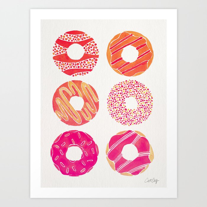 Half Dozen Donuts – Pink & Peach Ombré Art Print