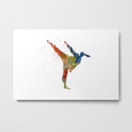 karate martial art in watercolor Metal Print
