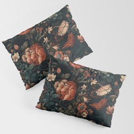 Vintage Aesthetic Beautiful Flowers, Nature Art, Dark Cottagecore Plant Collage - Flower Pillow Sham