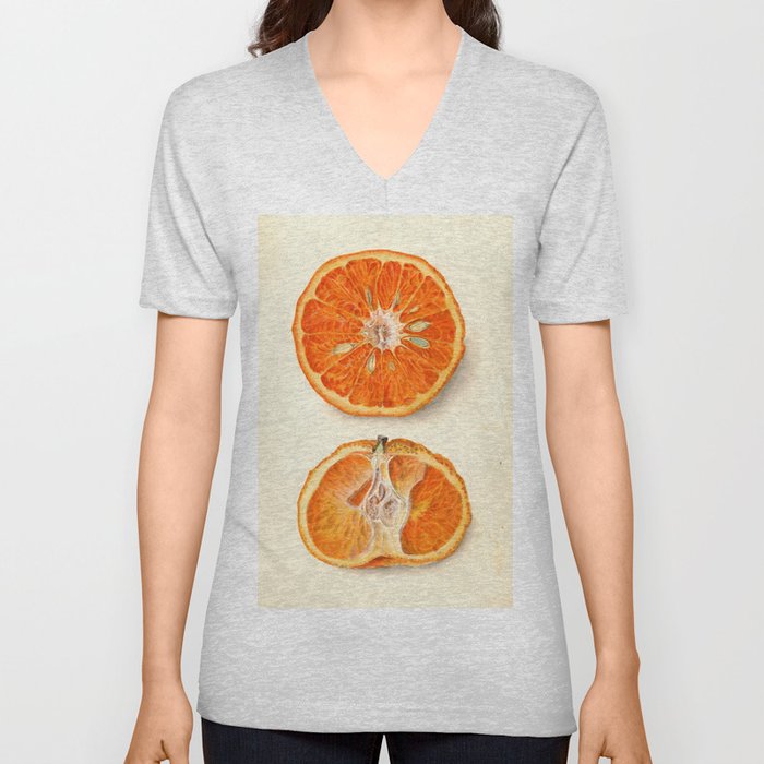Vintage Painting of Tangerines V Neck T Shirt