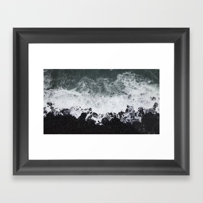 Black Lava Rock Beach | Iceland Framed Art Print