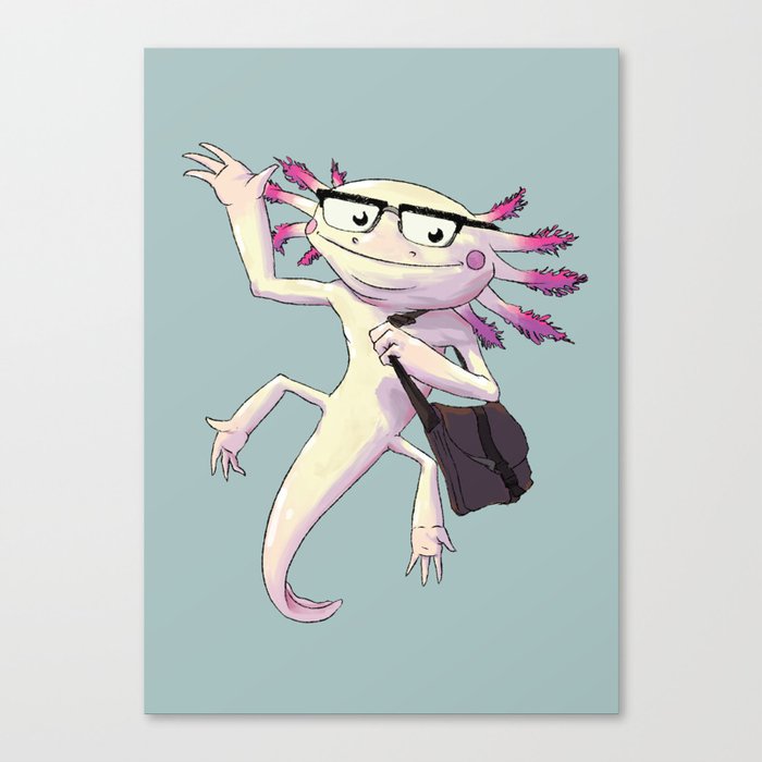 A is for Axolotl Canvas Print | Animals, Illustration, Painting, Digital