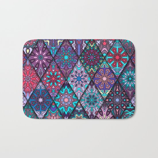 Vintage patchwork with floral mandala elements Bath Mat
