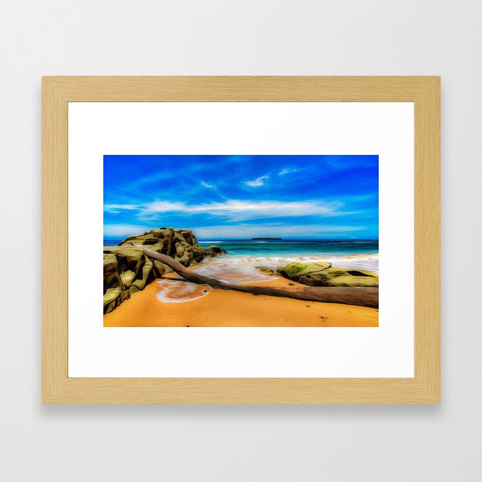 Singular Tropical Beach Framed Art Print
