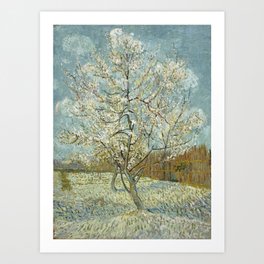 The Pink Peach Tree Art Print | Orchard, Oil, Nature, Peach, Agriculture, Vangogh, Landscape, Oilpainting, Flowering, Spring 