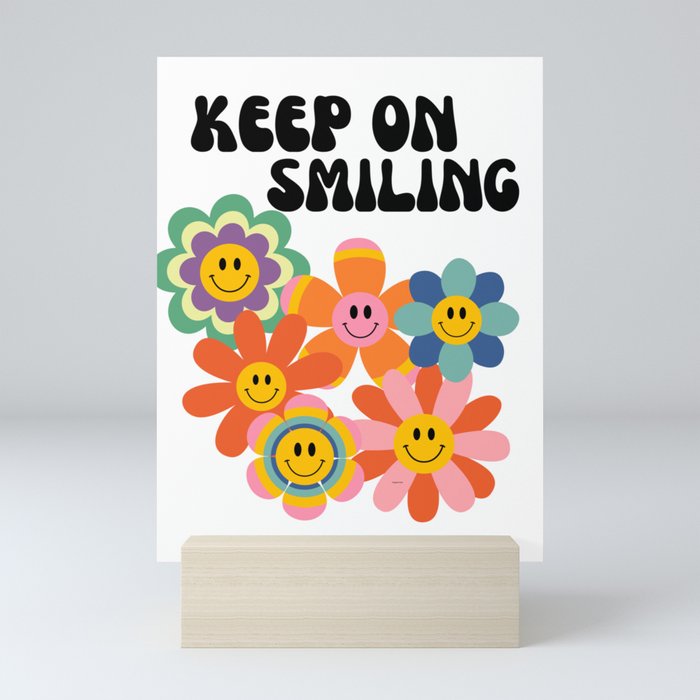 Keep On Smiling Groovy Retro Mini Art Print