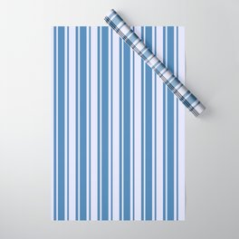 [ Thumbnail: Blue and Lavender Colored Pattern of Stripes Wrapping Paper ]