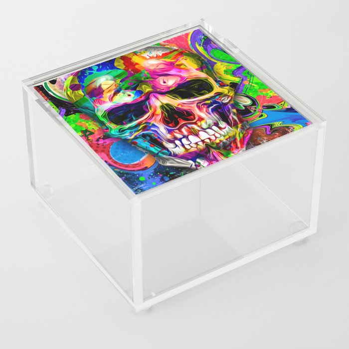 abstract colorful background with colorful skull Acrylic Box