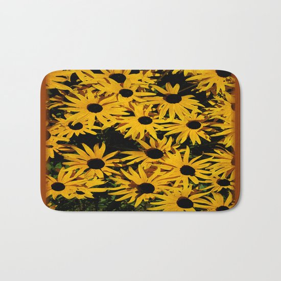Sunshine Black Eyed Susan Flower Blossoms Bath Mat
