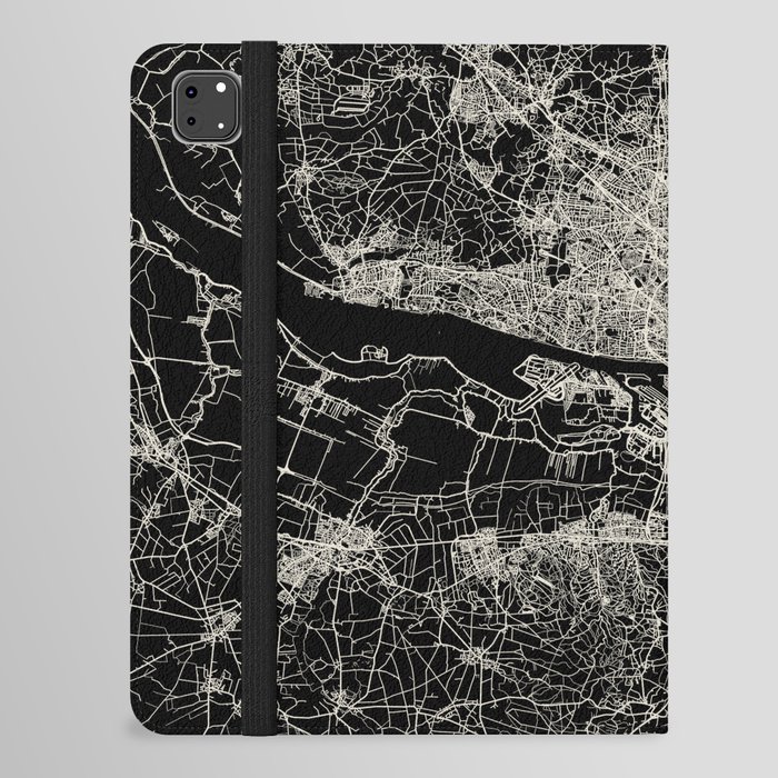 Hamburg - Germany City Map - Black and White City Aesthetic iPad Folio Case