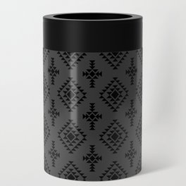 Dark Grey and Black Native American Tribal Pattern Can Cooler