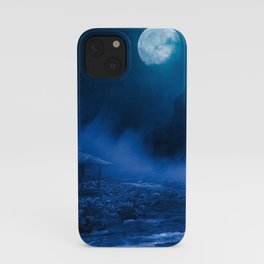 Forest at night with trees in black woods iPhone Case