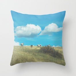 Wild Horses in the Badlands Throw Pillow