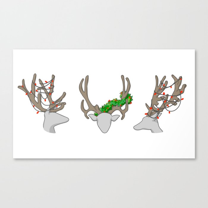 Christmas Reindeer Wreath Canvas Print by aelins